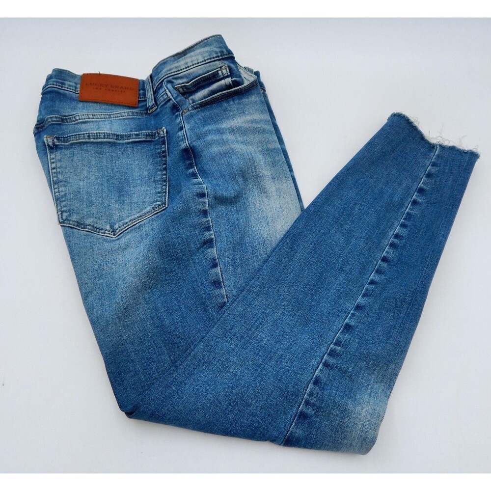 Lucky Brand High Rise Skinny Bridgette Button Fly Stretch Blue Ankle Size 8/29